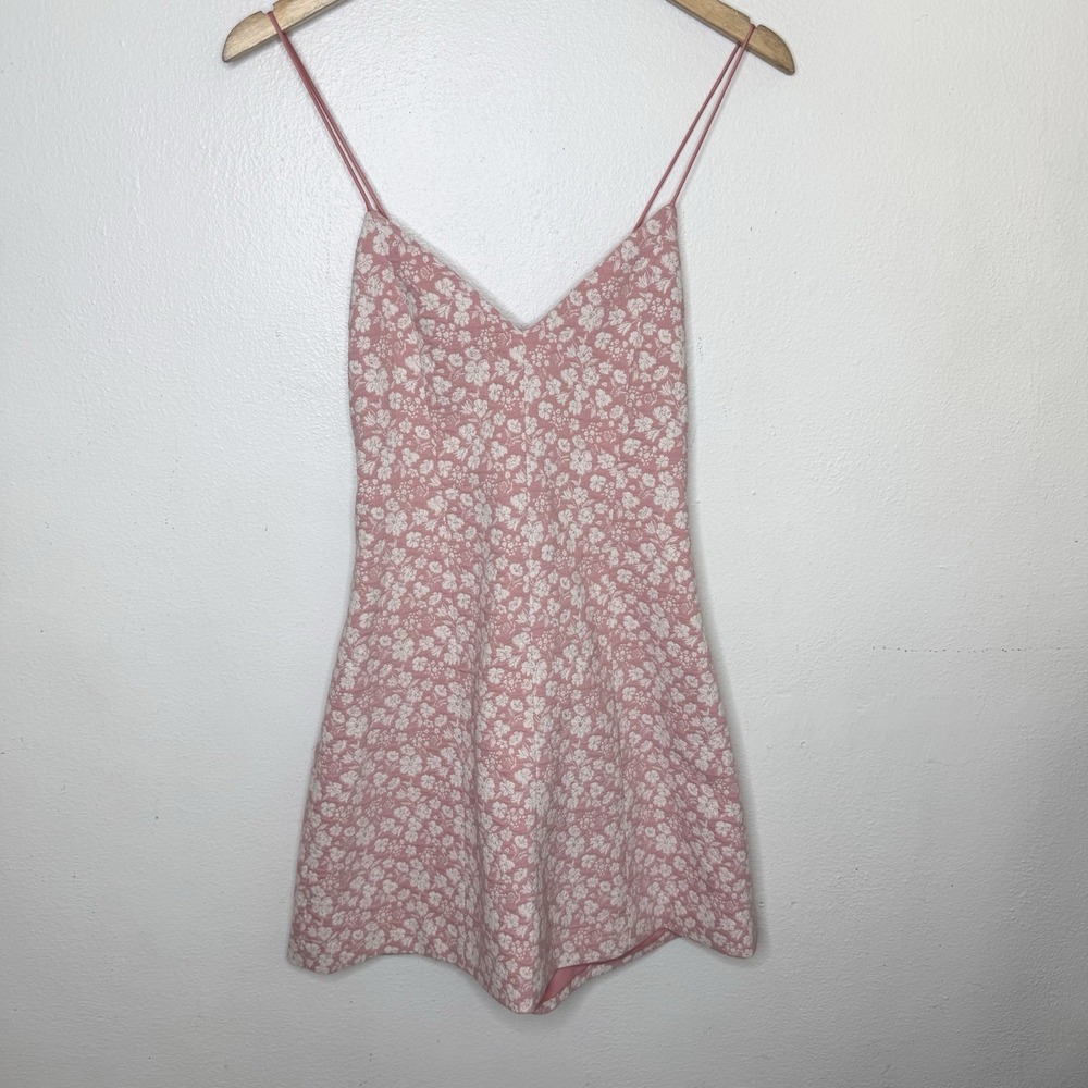 Alice And Olivia Tayla Mini Dress Pink White Lined. V-neck Party Women's 6